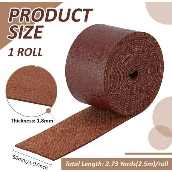 1roll 2.5M Single Face Lichee Imitation Leather Ribbons Camel 2 inch(50mm) about 2.73 Yards(2.5m)/Roll