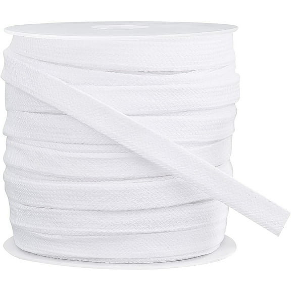 1roll 25m White Flat Drawstring Cord Double Layer Soft Hollow Cotton Rope for Garment Accessories (11mm)