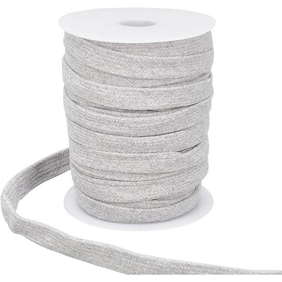 1roll 27 Yards Light Grey Flat Replacement Cotton Cords 5/8 inch Wide Hollow Soft Drawstring Draw Cord with Plastic Empty Spool for Garment Accessories