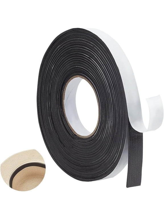 1roll 32.8 Feet Hat Tape Roll Black Hats Size Reducer Insert Foam Filler 0.79Inch Wide Cap Sizing Strip Insert Cap Sizing Tape Self Adhesive for Fedora Baseball Caps Pana Straw Cowboy Western Black