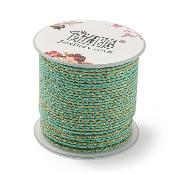 1roll 4-Ply Polycotton Cord Handmade Macrame Cotton Rope with golden Wire for String Wall Hangings Plant Hanger DIY Craft String Knitting Medium Aquamarine 1.5mm about 21.8 yards(20m)/roll