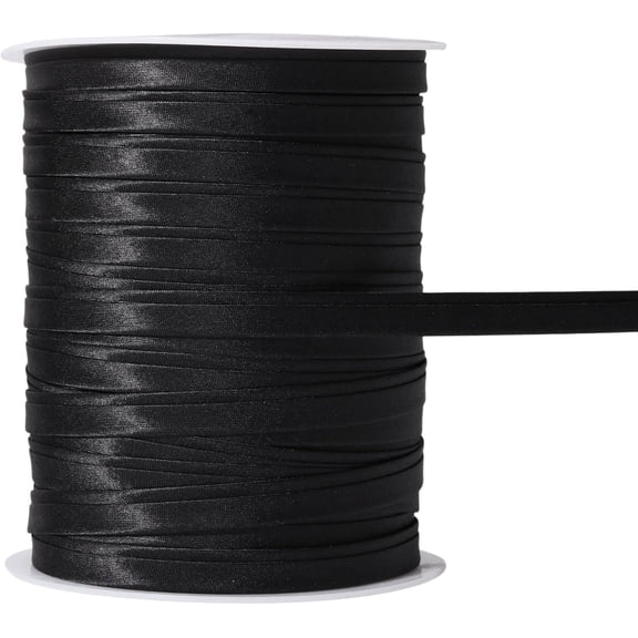 1roll 80M Satin Ribbon for Garment Accessories Cheongsam Decoration Black 3/8 inch(9mm)