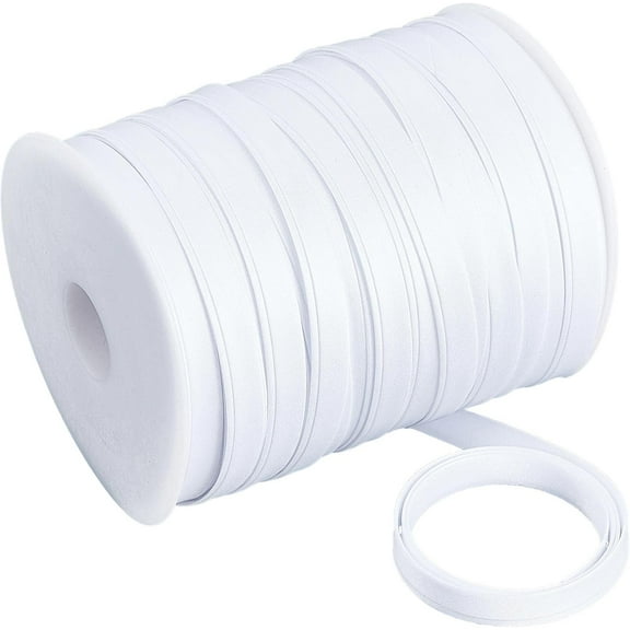 1roll 87.5 Yards/ 80m Satin Bias Tape 10mm Double Fold Bias Tape White Binding Bias Ribbon for Home DIY Garment Sewing Seaming Hemming Piping Quilting Crafts Supplies
