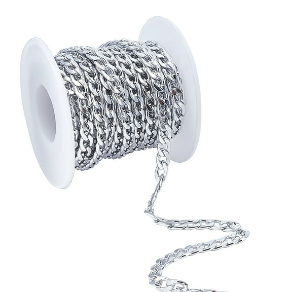 1roll Aluminum Twisted Chains Curb Chains Unwelded Oval Silver 9x5x1.5mm 16.4 Feet(5m)/roll