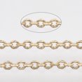 thumbnail image 1 of 1roll Brass Cable Chains Textured Soldered with Spool Flat Oval Golden 2x1.4x0.4mm about 39.37 Feet(12m)/roll, 1 of 4
