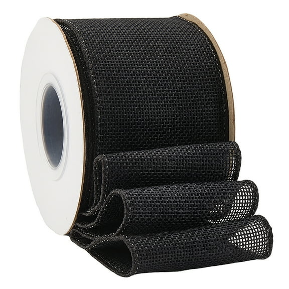 1roll Burlap Lace rolls Burlap Ribbons For Craft Making with Iron Wire Black 2-1/2 inch(65mm) about 9.95 Yards(9.1m)/Roll