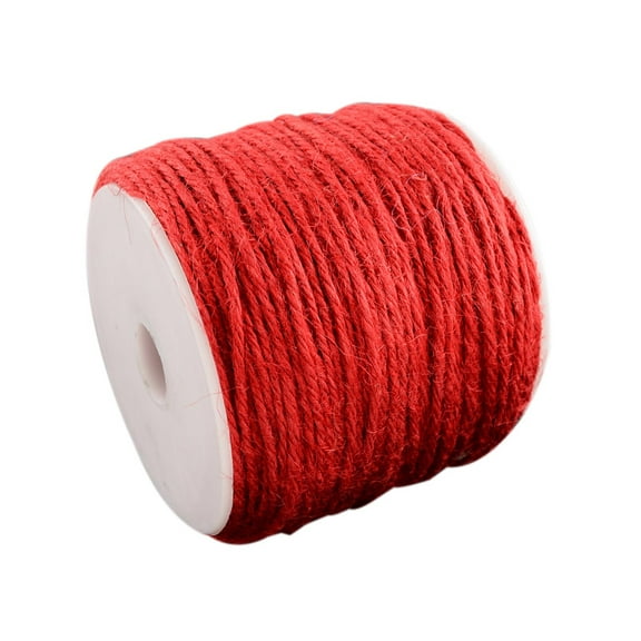 1roll Colored Jute Cord Jute String Jute Twine 3-Ply for Jewelry Making Red 2mm about 109.36 yards(100m)/roll