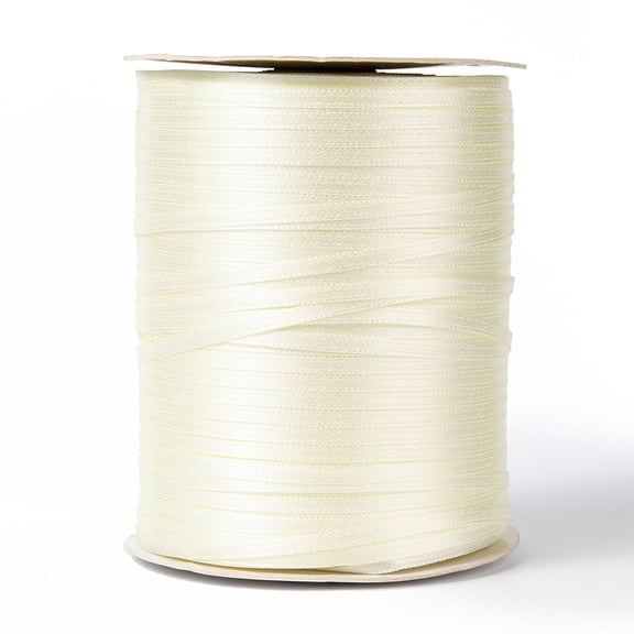 1roll Double Face Satin Ribbon Polyester Ribbon Beige 1/8 inch(3mm) wide about 880yards/roll(804.672m/roll) DIY