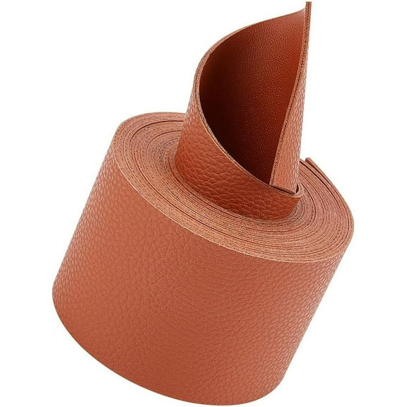 1roll Double Sided Light Brown Leather Strip 79" Long Textured Lychee Pattern Leather Strap 2" Wide Leather Belt Strips Glossy Soft PU Leather Strap Roll Supplies for Pet Collars Craft