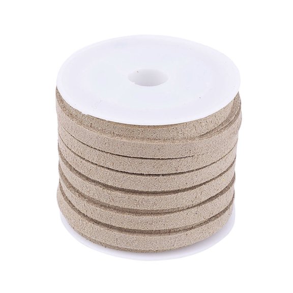 1roll Faux Suede Cord Faux Suede Lace Dark Khaki 4x1.5mm about 5.46 yards(5m)/roll 1roll