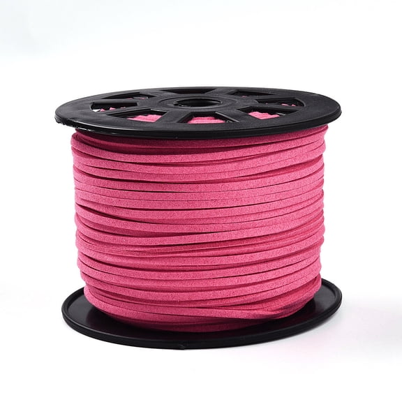 1roll Faux Suede Cord Faux Suede Lace Hot Pink 2.7x1.4mm about 98.42 yards(90m)/roll