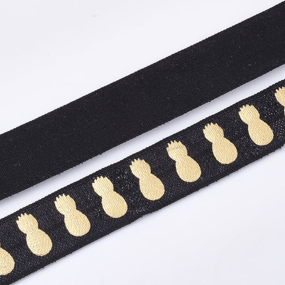 1roll Flat Elastic Cord Pineapple Pattern Black 15~16x1mm about 3.28 yards(3m)/roll