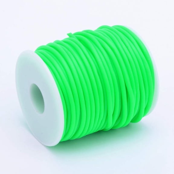 1roll Hollow Pipe PVC Tubular Rubber Cord Wrapped Around White Plastic Spool Lime 3mm Hole: 1.5mm about 27.34 yards(25m)/roll