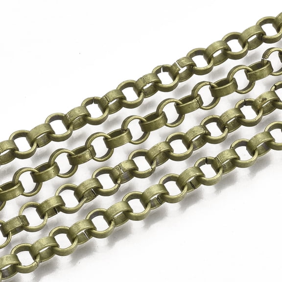 1roll Iron Chains Belcher Chain with Spool Unwelded Antique Bronze 5x2mm about 82.02 Feet(25m)/roll