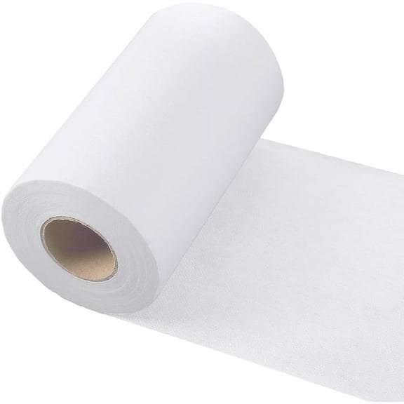 1roll Light Weight Non-Woven Fusible Interfacing 5.9 Inch x 22 Yards White Iron-On Polyester Apparel Single-Sided Interfacing for Sewing Quilting DIY Crafts Supplies Bags White