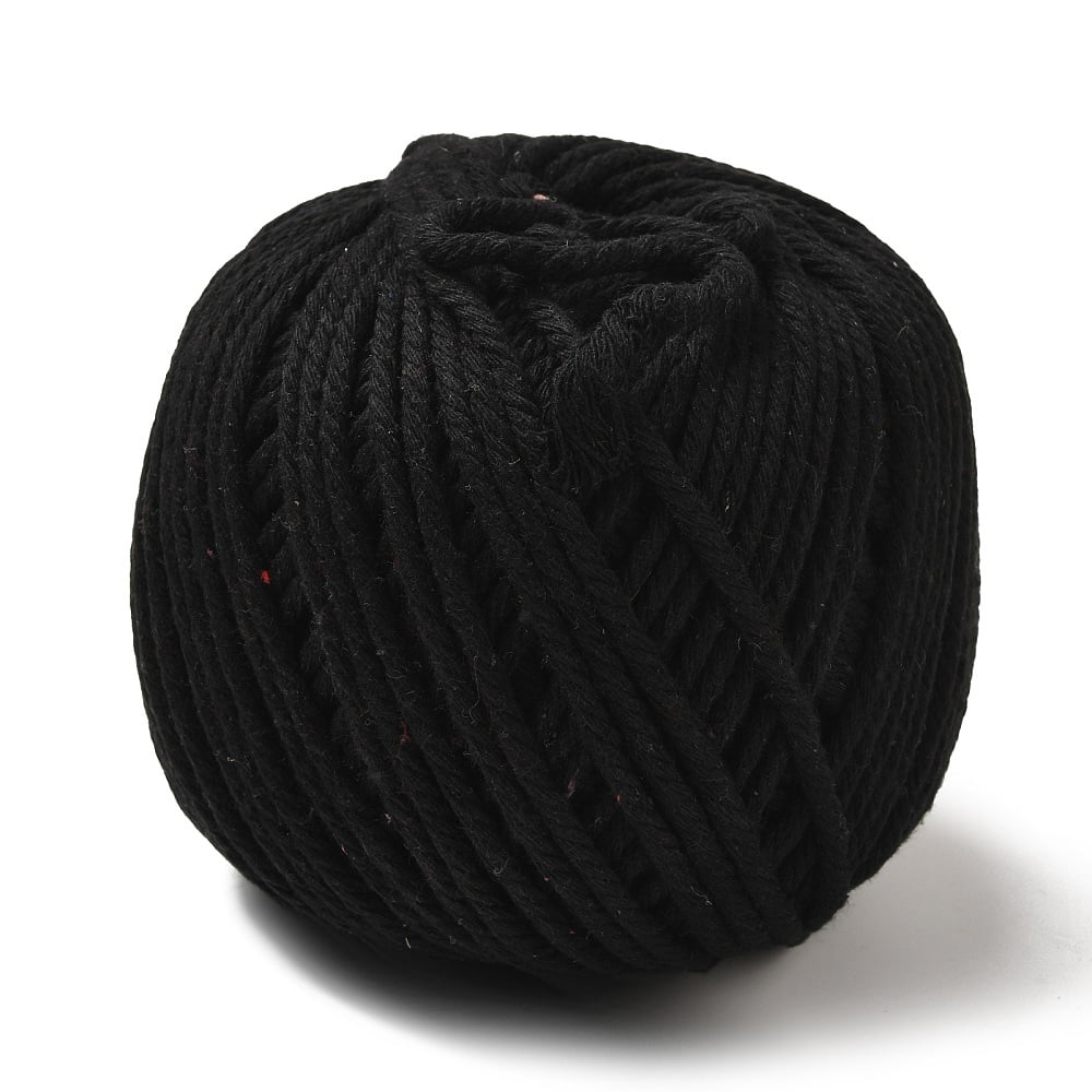1roll Macrame Cotton Cord Twisted Cotton Rope Plant Hangers Crafts and Wedding Decorations Black 4mm about 120.29 yards(110m)/roll