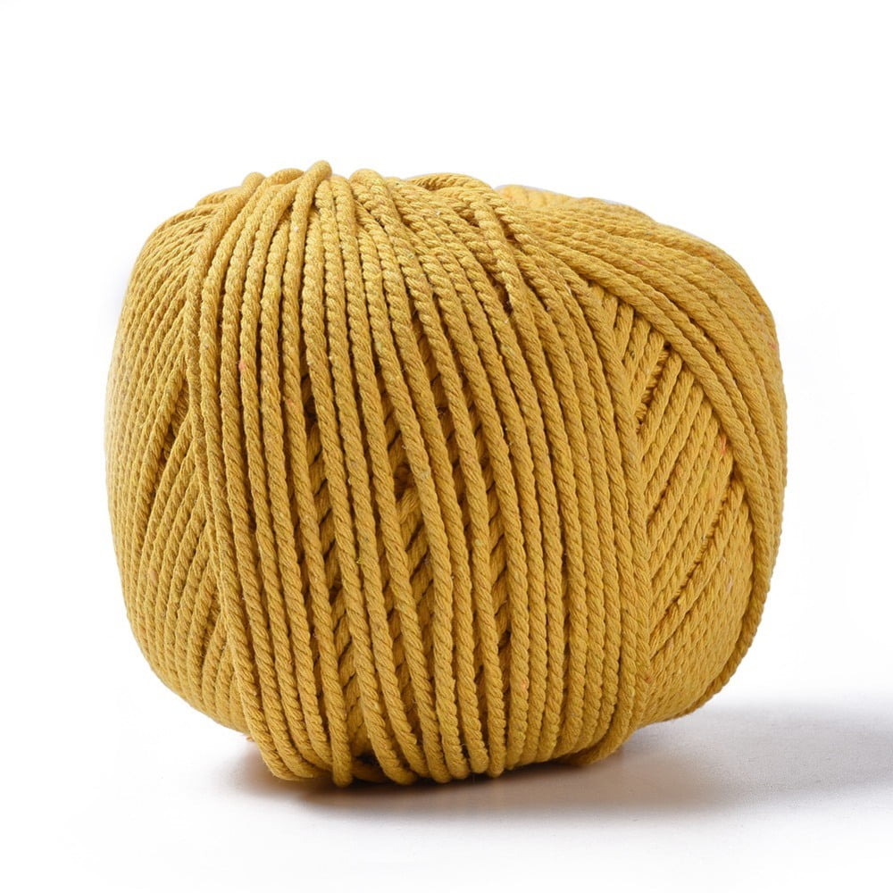 1roll Macrame Cotton Cord Twisted Cotton Rope for Wall Hanging Plant Hangers Crafts and Wedding Decorations Yellow 3mm about 218.72 yards(200m)/roll