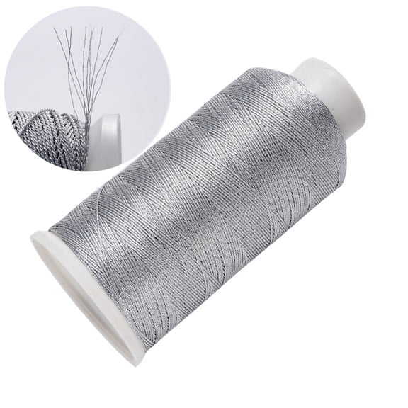 1roll Nylon Metallic Thread Embroidery Thread 9-Ply Silver 0.6mm about 492.12 yards(450m)/roll Nylon