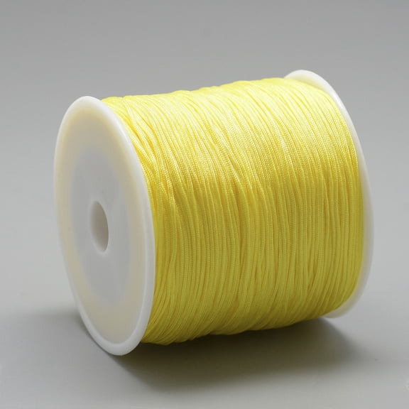 1roll Nylon Thread Chinese Knotting Cord Yellow 0.8mm 109.36 yards(100m)/roll