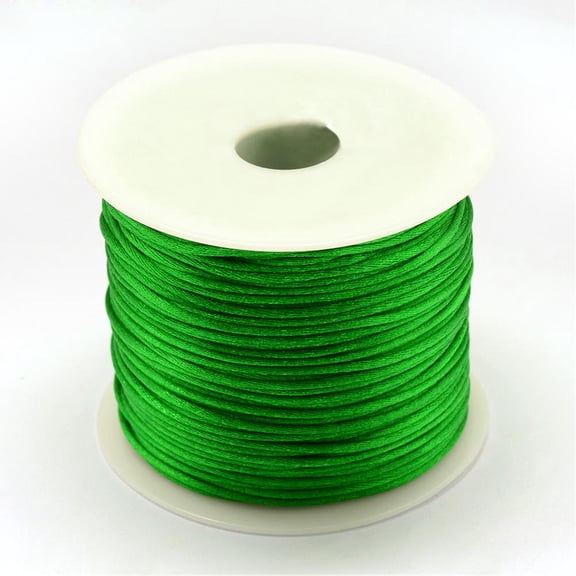 1roll Nylon Thread Rattail Satin Cord Green 1.0mm about 76.55 yards(70m)/roll Green