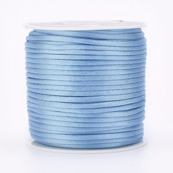 1roll Nylon Thread Rattail Satin Cord Light Sky Blue 2mm about 25.15 yards(23m)/roll