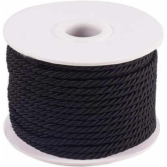 1roll Nylon Threads Cords/Twisted Cords DIY Craft Black 3mm 20m/roll