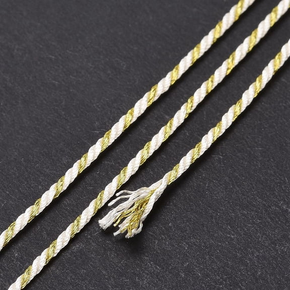 1roll Polycotton Filigree Cord Rope with Plastic Reel for Wall Hanging Crafts Gift Wrapping White 1.5mm about 21.87 Yards(20m)/Roll