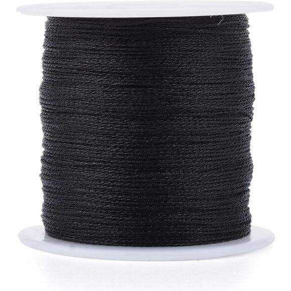 1roll Polyester Metallic Thread for Bracelets Making and Embroidery Black 0.4mm 6-Ply about 54.68 yards(50m)/roll