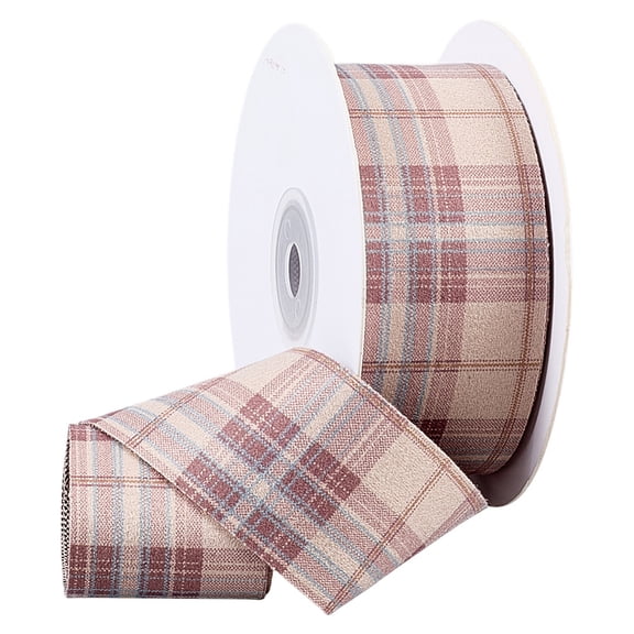 1roll Polyester Tartan Ribbon for Garment Accessories Gift Decoration Camel 1-1/2 inch(38mm)