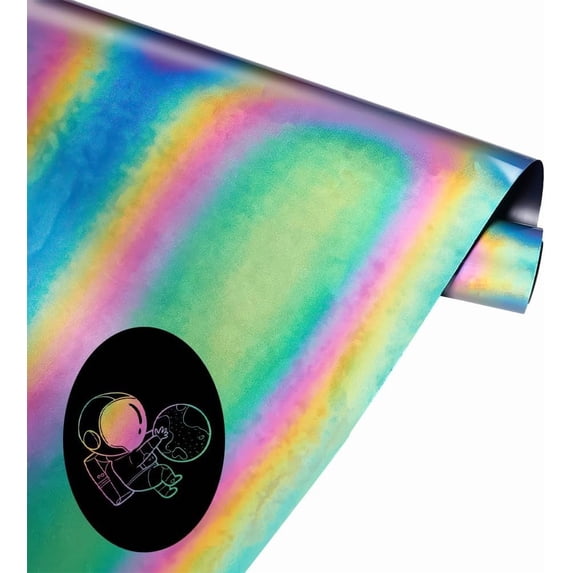 1roll Rainbow Heat Transfer 11.8 in x 6.5 ft Reflective Rainbow Iron On Vinyl Heat Transfer Vinyl Film DIY T-Shirts Fabrics Silhouette Cameo Hats Bags Christmas Decoration