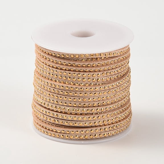 1roll Rivet Suede Cord Suede Lace with Aluminum BurlyWood 3x2mm 20yards/roll