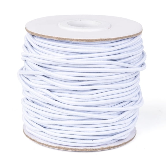 1roll Round Elastic Cord with Nylon Outside and Rubber Inside White 2mm about 43.74 yards(40m)/roll