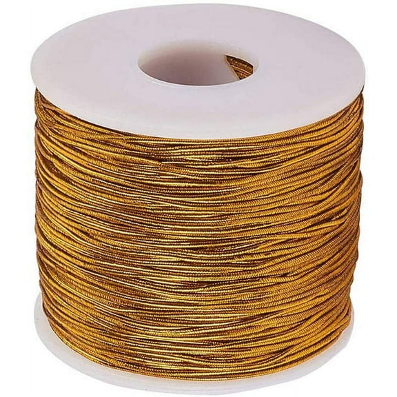 1roll Round Elastic Cord with Polyester Outside and Rubber Inside Goldenrod 1mm 100m/roll