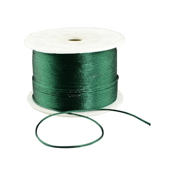 1roll Round Nylon Thread Rattail Satin Cord for Chinese Knot Making Dark Green 1mm 100yards/roll