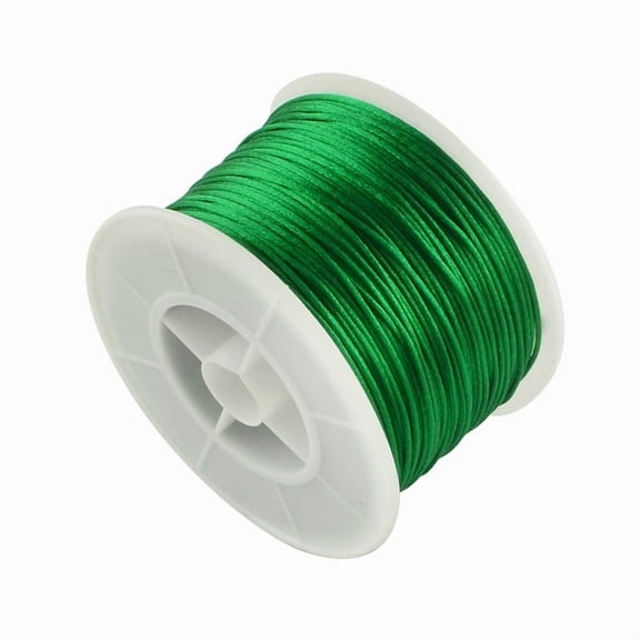 1roll Round Nylon Thread Rattail Satin Cord for Chinese Knot Making Green 1mm 100yards/roll