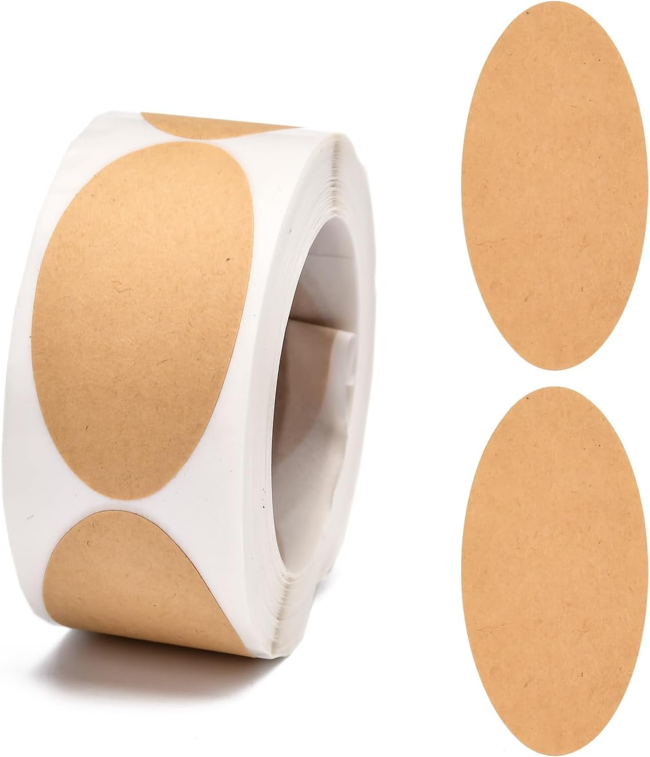 1roll Self-Adhesive Kraft Paper Gift Tag Stickers Adhesive Labels Blank ...