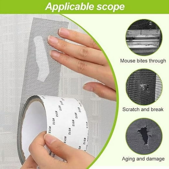 1roll Self Adhesive Window Screen Repair Tape, 5*200cm, Bug-Proof Net Patch