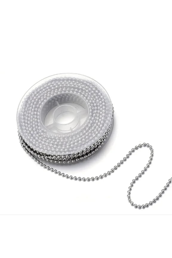 1roll Tarnish Resistant 304 Stainless Steel Ball Chain Soldered with Spool Stainless Steel color 2.4mm about 16.40 Feet(5m)/Roll