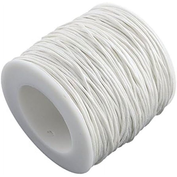 1roll Waxed Cotton Thread Cords White 1mm 10.93 yards(10m)/roll DIY