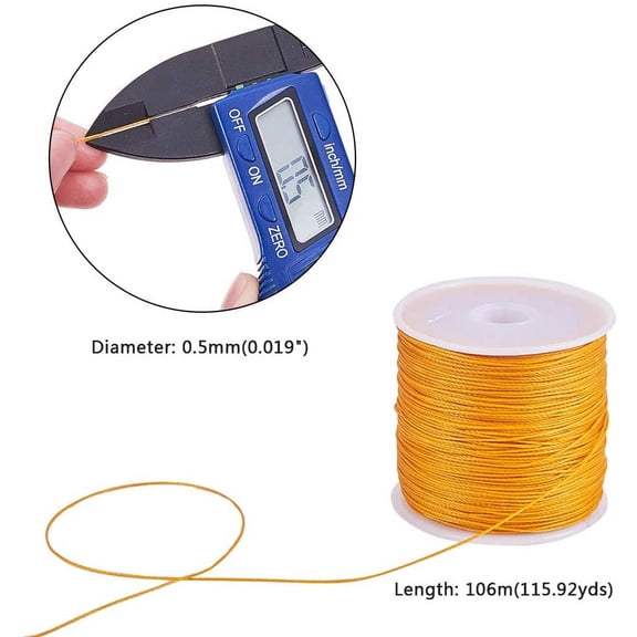 1roll about 106m 0.5mm Round Waxed Polyester Cords Thread Beading String Spool for Bracelet Necklace Jewelry Making Macrame Supplies golden