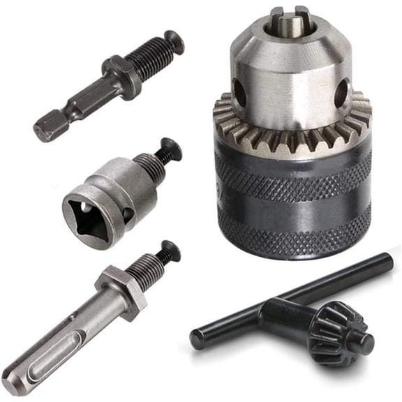 1set 1.5-13mm Converter 1/2 Shank -20UNF Key Drill Chuck Thread Quick Change Adapter SDS 1/4 Shank Hex Impact Driver Wrench Bit Connecting Rod(Chuck Hex Adapter)