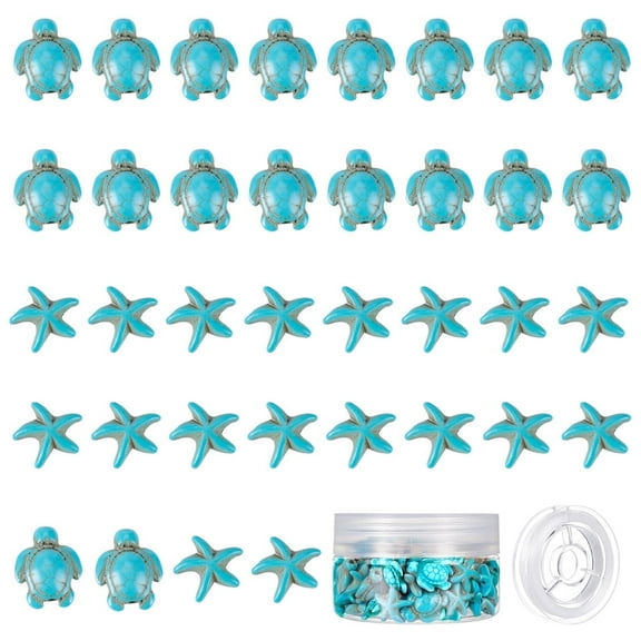 1set 1 Box 100Pcs 2 Styles Turtle Beads Starfish Beads Summer Beads for Jewelry Making Synthetic Turquoise Beads