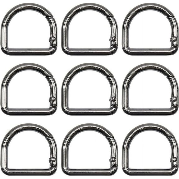 1set 1 Box 12Pcs D Ring Spring Clip Black Metal Alloy Key Hooks Keyring Fasteners Locking Carabiner Trigger Snap C Gold DIY
