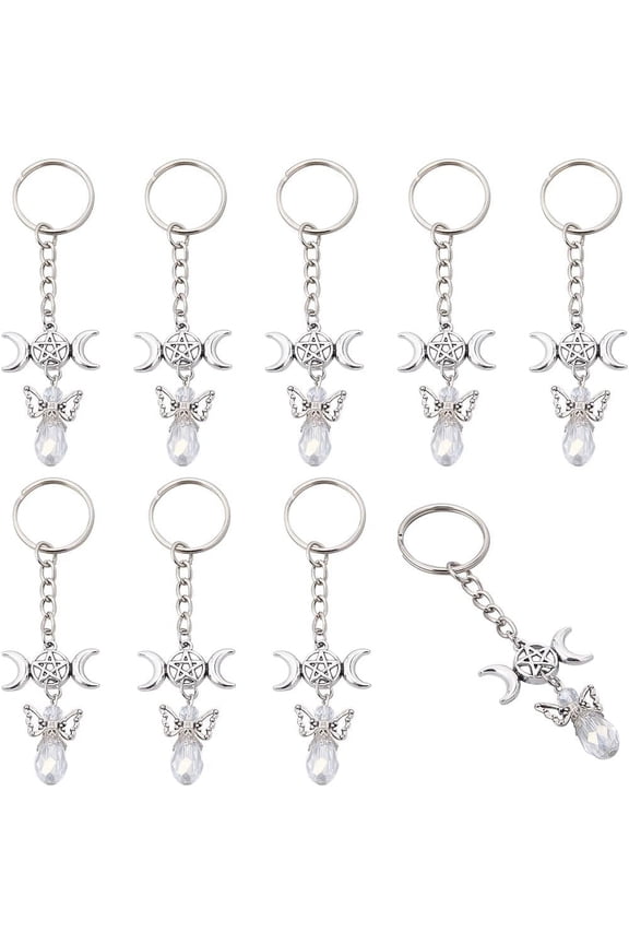 1set 1 Box 20Pcs Angel Keychain Bulk Angels Key Chains Silver Alloy Star Moon Charms Keychains for Keys Decorations Party Favor Wedding Favors Birthdays Holidays Festivals Presents Gifts colorful DIY