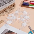 thumbnail image 1 of 1set 1 Pair Flower Pattern Polyester with Plastic Pearl Embroidered Lace Appliques Sewing Ornaments Costume Accessories White 300x115x3mm, 1 of 3