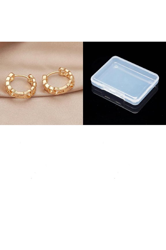 1set 1 Pair Retro Geometric Heart Hoop Earrings Golden