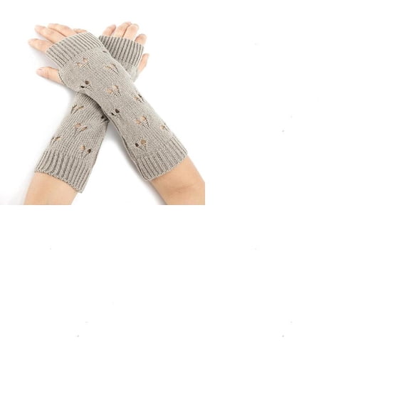 1set 1 Pair Warm Knitted Acrylic Fiber Stripe Half Sleeve Gloves Women's Autumn and Winter Exposed Finger Sleeve Gainsboro 290x90mm