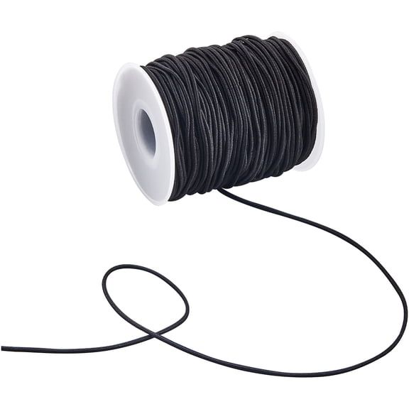 1set 1 Roll 100M Polyester Elastic Cord With Spool Round Black 1.5mm