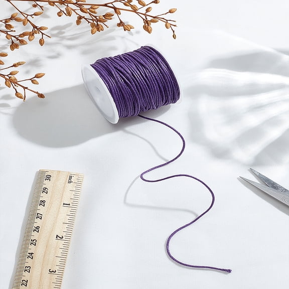 1set 1 Roll Waxed Thread Cords Medium Purple 1mm about 10.94 Yards(10m)/roll