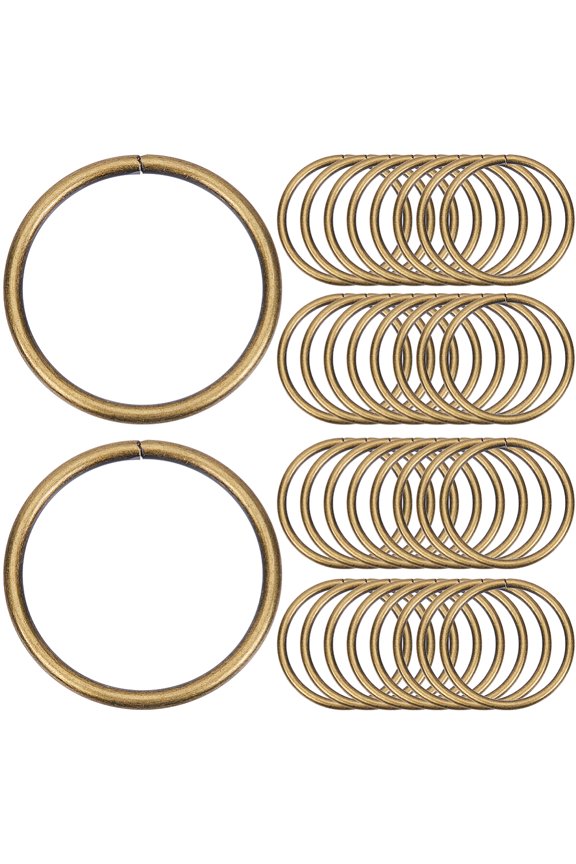 1set 1 box 30pcs Heavy Duty 38mm Split Key Ring Metal O Rings Buckle Bronze Round Rings Multi Purpose Iron Connector for Hardware Bags Dog Leashes Macrame Camping Craft Projects DIY Belts
